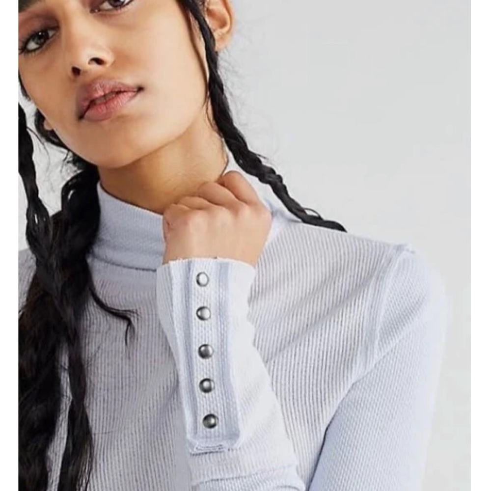 FREE PEOPLE BOHO TOP CUFFED KNIT LONG SLEEVES THERMAL KNIT PULLOVER A3C - Picture 12 of 14